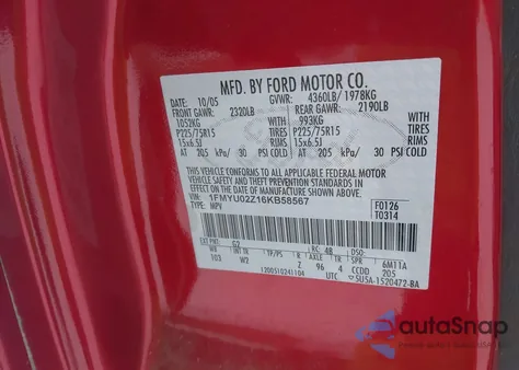 2006 Ford Escape Xls/Xls Manual из США, поврежденный, VIN 1FMYU02Z16KB58567